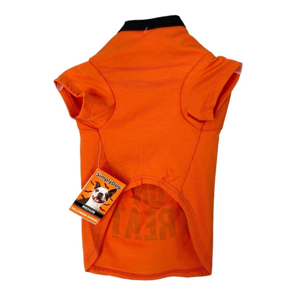 Halloween Pet Costume Treat or Treat Orange and Black SimplyDog Dog T-shirt NWT - Picture 2 of 3